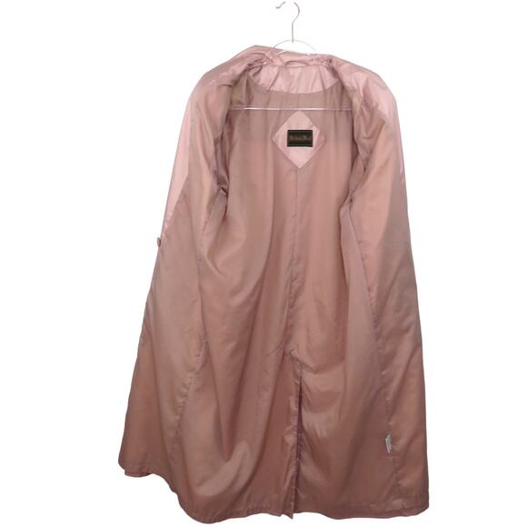 British Mist 90s Vintage Dusty Rose Pink Long Trench Coat Jacket Size 6 Small - Picture 5 of 8